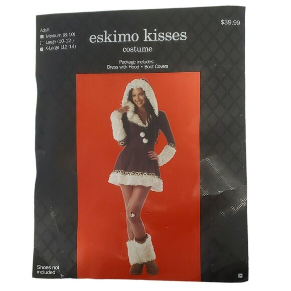 Sexy Eskimo Costume Halloween Dress Boot Covers Fur Trim Cosplay Womens L 10-12 - Picture 10 of 12